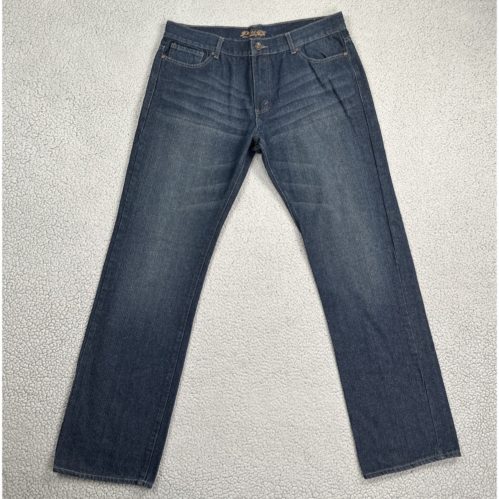 Plugg Jeans Co. Vintage 83 Jeans Men 38x34 Blue Straight Leg Dark Wash Whiskered